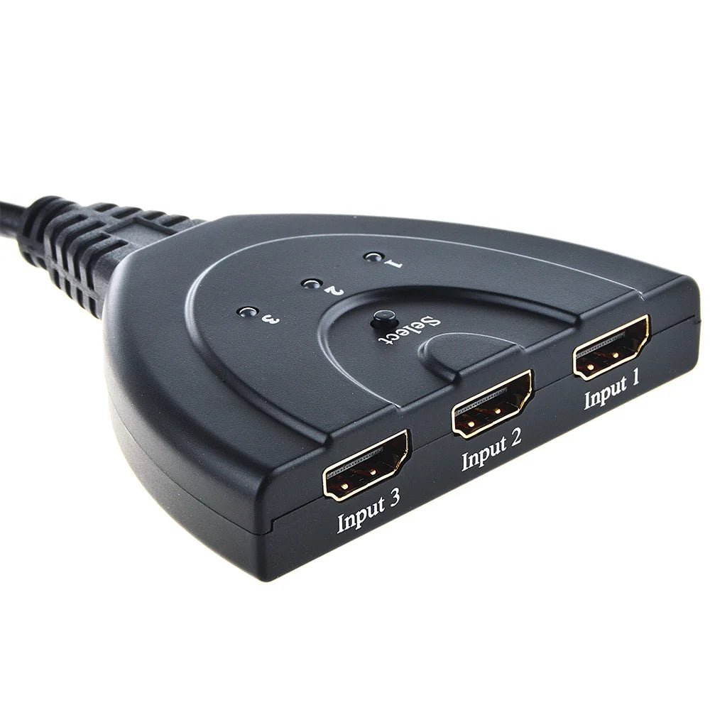 3-Port HDMI Splitter Switch Cable 2Ft 3 in 1 Out Auto High Speed Switcher Splitter Support 3D,1080P for HDMI TV, PS3, Xbox One,Etc