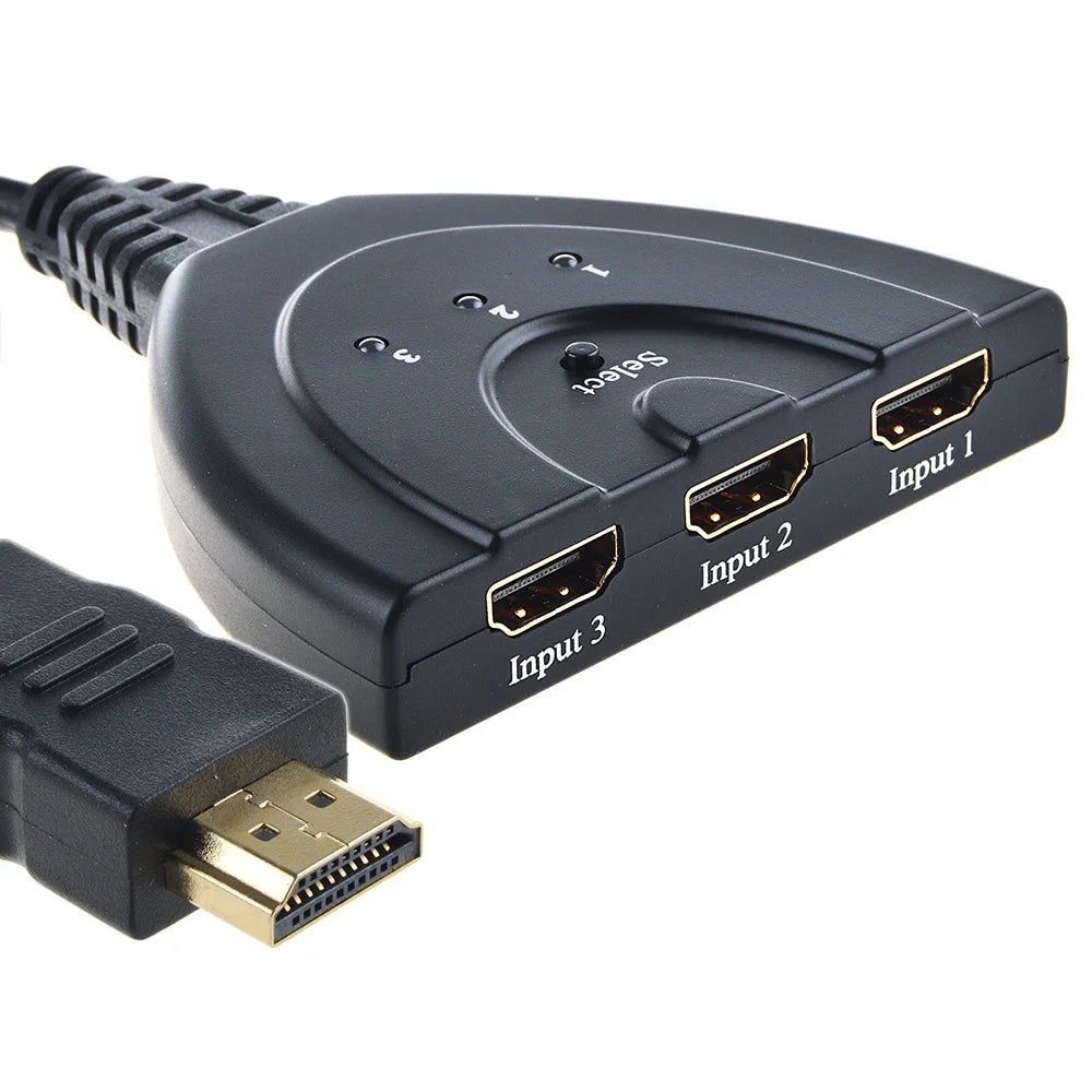 3-Port HDMI Splitter Switch Cable 2Ft 3 in 1 Out Auto High Speed Switcher Splitter Support 3D,1080P for HDMI TV, PS3, Xbox One,Etc
