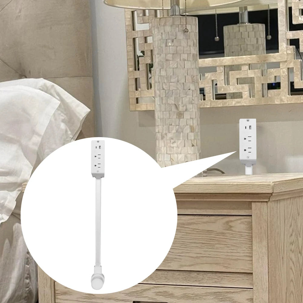 Power Socket Expander 2 Sockets 180° Rotation Stretchable Electrical Outlet Extender Power Socket Sofa Bedside Table Expander