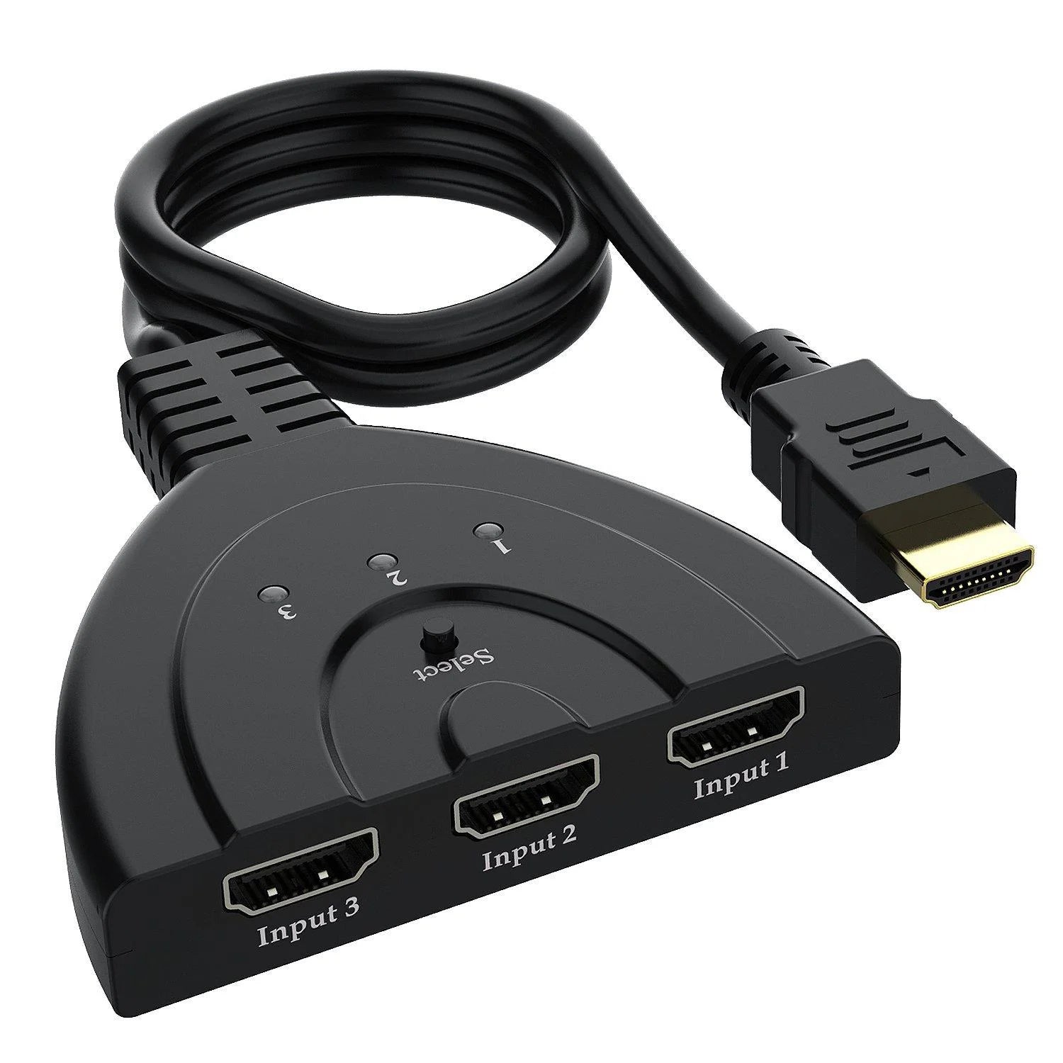 3-Port HDMI Splitter Switch Cable 2Ft 3 in 1 Out Auto High Speed Switcher Splitter Support 3D,1080P for HDMI TV, PS3, Xbox One,Etc