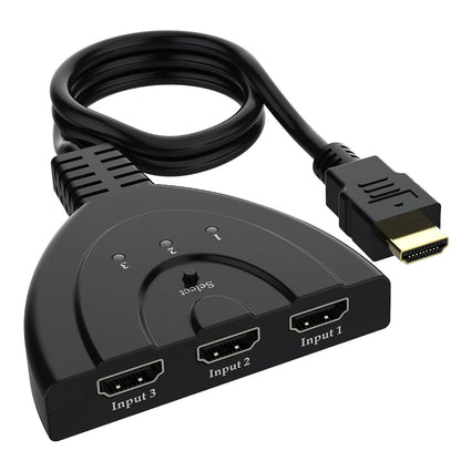 3-Port HDMI Splitter Switch Cable 2Ft 3 in 1 Out Auto High Speed Switcher Splitter Support 3D,1080P for HDMI TV, PS3, Xbox One,Etc